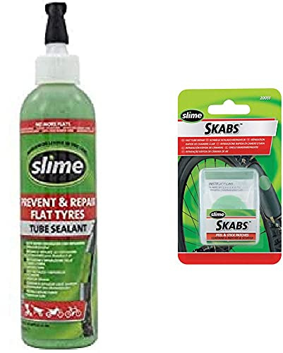 Slime 10015 Bike Tube Puncture Repair Sealant, Prevent and Repair, suitable for all Bicycles, with hang tab, Non-Toxic, Eco-Friendly, 237 mL (8oz) bottle