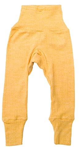 Cosilana Pantalones de bebé largos con cintura seda/lana/algodón, Amarillo Melange, 74-80