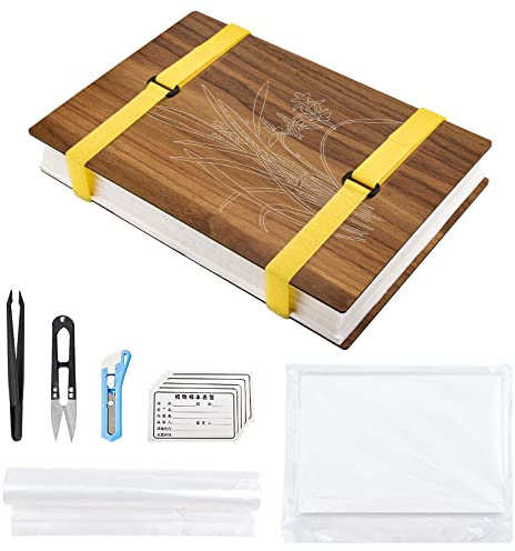 WANDIC Kit de prensa de flores, libro avanzado de prensa de plantas, kit de arte de madera grande para manualidades, especímenes, aprendizaje al aire libre, orquídea