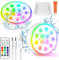 Czemo Lumière de Piscine LED Submersible Rechargeable avec Télécommande Éclairage Etanche Lampes IP68 Étanche Lumières Sous-marines Pour Aquariums, Baignoire, Étangs (Multicolore-2 pièces)
