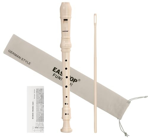 EAST TOP 8 Loch Kunststoff Sopranblockflöte für Kinder Anfänger, 8 Loch Deutsch Griffflöte Blockflöte Instrument 3-teilig mit Reinigungsset, Baumwolltasche, Grifftabelle, bunte Schachtel (Elfenbein)