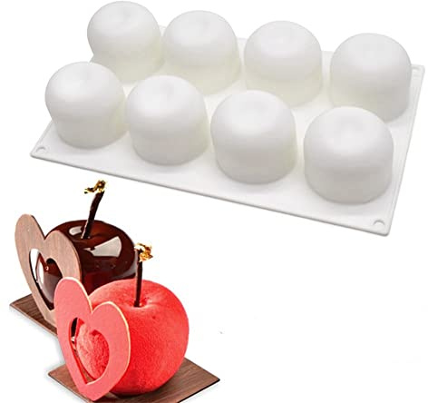 Apple Shape Silicone Mold Dessert Silicone Cake Mold for Baking Fondant Mould Fruit Shape Sugar Candy Jelly Bakeware Chocolates Mould (Apple C_11.68x6.84x2.36 inch)