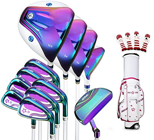 Products Set mit 12 Golfschlägern für Damen, der Driver ist ultradünn und hat einen hohen Rebound, geeignet für Golf, Outdoor, Indoor, Damen, Anfänger, Farbe:Farbe