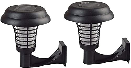 Solar Insect Killer UV Lamp, Solar Power Mosquito Repellent Bug Zapper Killer UV Lamp Pest Outdoor Garden Lawn Landscape Light Waterproof (2 Pack, A)