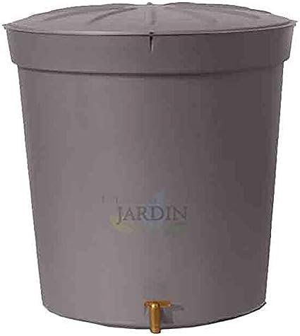 DEPÓSITO DE Agua Gris Granito Polipropileno 300 litros para Agua de Lluvia. Incluye tapadera y Grifo. Diámetro 82 cm, Alto 86 cm.
