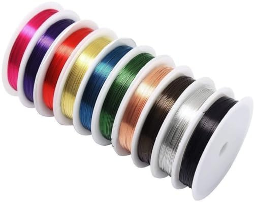 Filo di Rame Fili di Perline di Rame 10 Rotoli di Kit di Avvolgimento Filo per Gioielli Artigianali per Colori Misti 0,3 mm