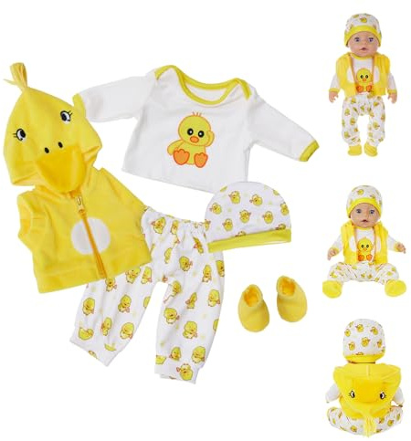 Baby Doll Clothes for 14-18 Inches Baby Doll, 1 Set Yellow Sweet Outfits Baby Dolls Clothes for 35-43cm Baby Doll for Girls Birthday Christmas Party Gift (Not Include Doll)