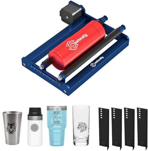 Creatorally Rouleau Rotatif Laser, Module Auxiliaire de Gravure avec Colonne Rehaussement 17,5 cm, Axe Y 360° Rotary Roller pour Graveur Tasses, Objets Cylindriques