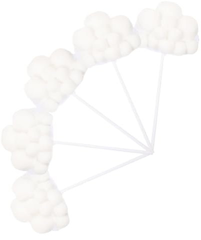 Gogogmee 10pcs Unique Woolen Yarn Ball Cloud Cupcake Toppers for Happy Birthday Party Cake