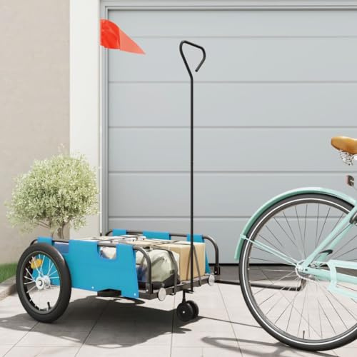 Gecheer Rimorchio da Bici Blu Oxford e Ferro,Rimorchio Carrello per Bici,Carrellino Rimorchio per Cani Animali,Carrello per Bici,Rimorchio per Biciclette,L94191