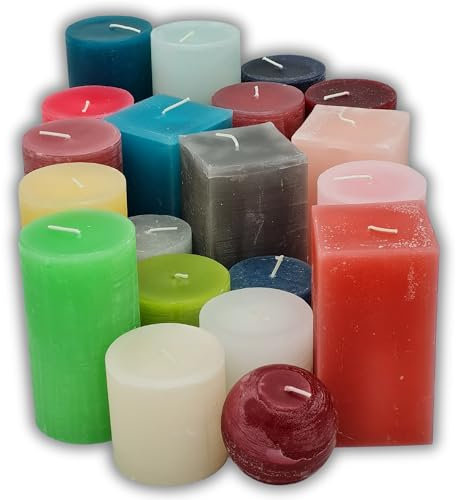 5 Kg Stumpenkerzen Kerzen in verschiedenen Farben und Größen bunte Rustik Stumpenkerze 2. Wahl Kerzen Set bunt gemischt