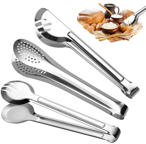 Fahibin 3 Pezzi Pinze per insalata in acciaio inox, Pinza da Cucina Lunga per Alimenti, Multifunzionale Pinza Cucina Acciaio Inox per Cucina Insalate, Barbecue, Cubetti di Ghiaccio