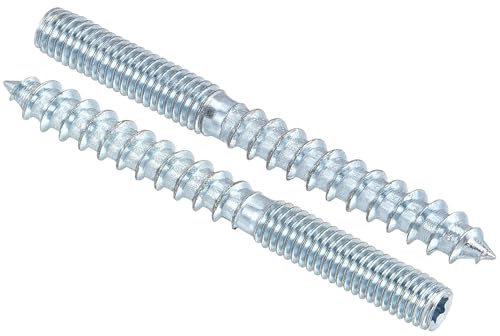 TOP-VIGOR 10Pcs Hanger Bolts, M6x60mm Double Headed Bolts Self Tapping Screw, Double Ended Dowel Screws, Screw Dowels Hanger, Threaded Lag Wood Screws and Machine Bolts for Wood Joint Furniture