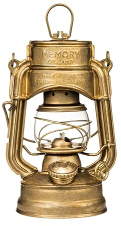 Thous Winds retro stormlykta, fotogenlampa utomhus (stormversion), memory fotogenlykta för utomhus, camping, vandring, terrass, picknick – vindtät, med bärhandtag, mässing