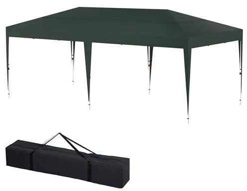 HENGMEI Gartenlauben 3x6m Gartenpavillon Pavillon Partyzelt Metall Faltpavillon Wasserdicht Stabil Gartenzelt Pergola für Party, Marktstand, Garten Outdoor Camping, Grün(ohne Seitenteile)