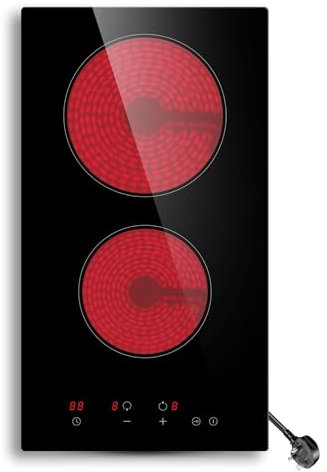 STARCHARTS Plaque Vitrocéramique 2 Feux Encastrable, 52x29cm 3000W, Plaque de Cuisson Électrique avec Contrôle Tactile, 9 Niveaux de Puissance, Minuterie 99min, Verrouillage Enfant