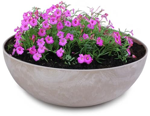 matches21 HOME & HOBBY Vaso per piante da esterno in colori sabbia marmorizzato 20 x 7,5 cm come fioriera resistente alle intemperie