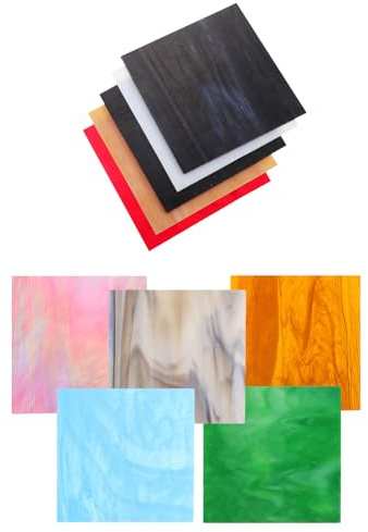 PACKOVE Láminas de Vidrio Coloreado 10x10 Cm 10 Piezas Mezcla para Manualidades Mosaico Vidriera Ondas de Agua para Proyectos de Artesanía y Decoración de Ventanas Color Color Aleatorio
