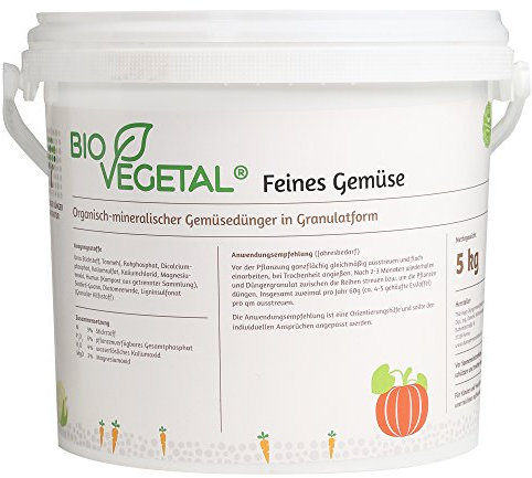 BioVegetal Engrais fin pour légumes avec guano et effet naturel à long terme grâce à la fixation des nutriments grâce au complexe argile, seau de 5 kg