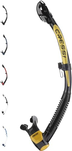 CRESSI Itaca Ultra Dry Snorkel - Aereatore Dry per Immersione Apnea e Snorkeling, Nero/Oro, Unisex Adulto