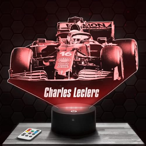 Nachttischlampe - Touch-Nachtlicht Formule 1 F1 C. Leclerc 3D-LED-Lampe Illusion, Geschenkidee Weihnachten Geburtstag Junge und Mädchen Nachttischlampe Kinder- oder Erwachsenenzimmer TOP