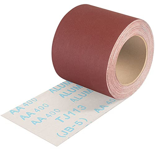 Shineboc Rotolo di Carta Vetrata Grana 400 per Legno Metallo，93 mm x 10m