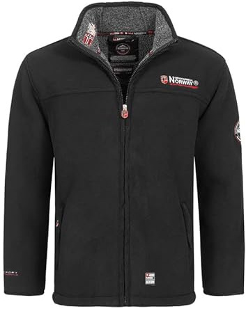 Geographical Norway Distribrands Ubolt Men - Polaire Epaisse Homme Chaude Fermure Zip - Veste Sweats Hiver Chaud Hommes Doux - Sweat Doublure Longues Manches - Ideal Automne Hiver (Noir-S)
