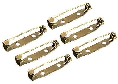 sourcing map Lot de 50 épingles à nourrice de 30 mm pour badges, cartes d'identité, étiquettes, loisirs créatifs, ton bronze
