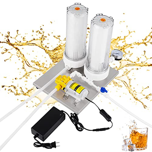 JIAWANSHUN Stainless Steel Liquor Filter System, 10 inch Wine Strainer Filter Making Purification, Brewing Equipment With Pressure Gauge For Fruit White Spirit Liquor Wine Juice Filter