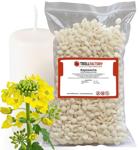 TFC Rapswachs 1kg - Premium Kerzenwachs zum Gießen und Gestalten - Ideal für Duftkerzen und DIY Kerzen Sets - Biologisch Abbaubar