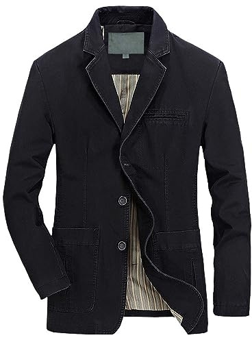 Blazers décontractés pour hommes en coton, Blazer décontracté pour homme coupe ajustée à manches longues en coton Blazer pour homme à revers avec trois boutons Élégant costume d'affaires léger pour