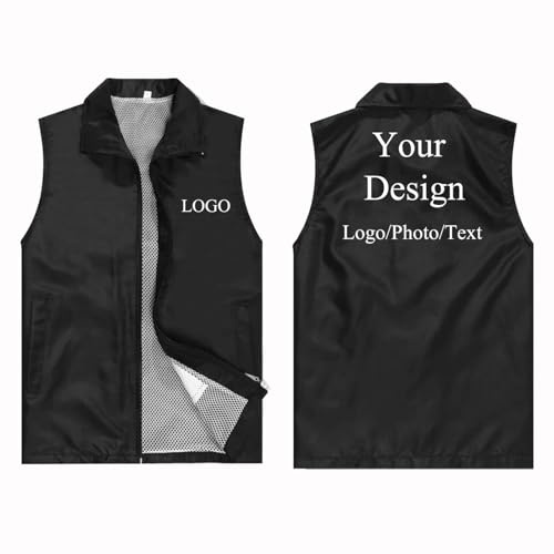 Gilet avec Logo Personnalisé Veste Personnalisée Manteau avec Votre Propre Design Impression De Photo/Texte Gilet Fin D'été Hommes Femmes Vêtements De Travail Uniformes Color3,M