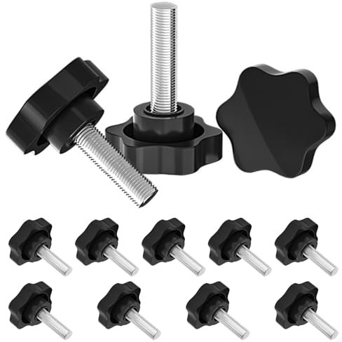 Zasjon 12 tornillos con mango de estrella, M8 x 40 mm, mango de estrella, tornillo de sujeción para máquinas herramientas, muebles, dispositivos electrónicos