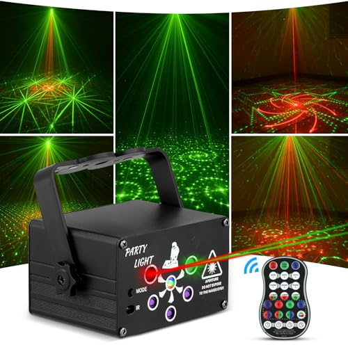 Vehoukli Disco Party Light with Remote Control, DJ Projector Music Controlled Strobe Lights, Sound Activated LED Party Lamp, Stage Effects Indoor KTV Projector for Home Birthday Christmas Bar Karaoke