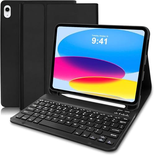 Tastiera Custodia per iPad 10 Generazione/(A16) 11 Generazione(11/10.9 pollici, 2025/2022), Italiano QWERTY Rimovibile Bluetooth Tastiera,Slim Custodia con Supporto Pencil per iPad 11/10 Gen-Nero