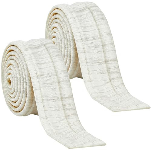 GORGECFAFT 2 Rollo 2.4mx8.3cm Borde de Zócalo de Color Sólido Autoadhesivo de Espuma 3D Borde de Papel Tapiz Borde de Base de Espejo Flexible Líneas de Marco para Decoración de Muebles Beige