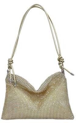 Clutch Gold,Clutch Damen Glitzer Tasche Dirndl Tasche,Abendtasche Damen,Hohe Kapazität mit Reißverschluss Tasche mit Strasssteinen für Abend Prom Hochzeit Party Bankett(gold)