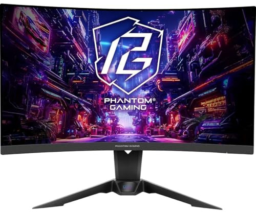 Asrock Phantom Gaming Monitor PC 68,6 cm [27] 2560 x 1440 Pixel Quad HD LED Nero (Asrock 27 QHD Curved Gaming Monitor [PG27QRT2A], 2560 x 1440, 1ms, 2 HDMI, DP, 180Hz, 95% DCI-P3, FreeSync, VESA)