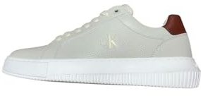 Calvin Klein Zapatillas para hombre con suela preformada gruesa de piel, Abedul Plata Cinamo, 40 EU