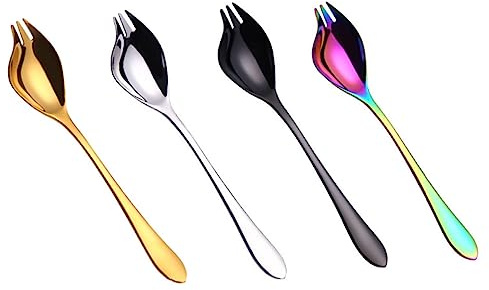 POPETPOP Cuchara de Ensalada de Acero Inoxidable 4 Piezas de Doble Uso