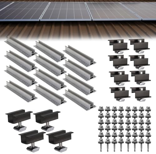 Becker Tech Photovoltaik Trapezblechdach Montageset für 4 Module | Privatkunden Steuersatz 0% | Befestigung Trapezblech Solarmodul Halterung PV Montagesystem Aluminium, Modulanordnung:Vertikal