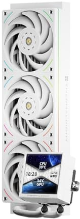 Thermalright TR Peerless Vision 360 UB ARGB White CPU Aio, sistema di raffreddamento ad acqua con ventole in linea, schermo LCD IPS da 3,95 con risoluzione 480 x 480, per AM4/AM5; Intel1851