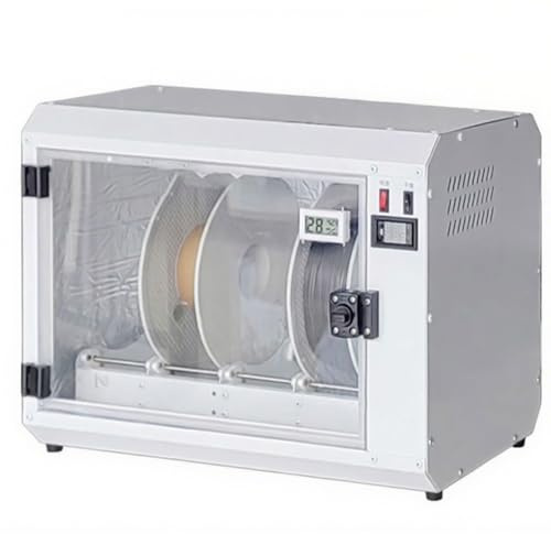 3D Printer Filament Dryer Box - 4-Spool Dehydrator with Thermometer and Hygrometer, 360° Hot Air Circulation, Adjustable Temperature 0-70℃ for 1.75mm/2.85mm Materials