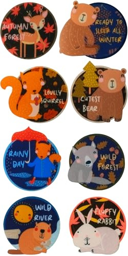 8 toppe serigrafate per bambini da stirare sui vestiti. Applicazioni termoadesive per riparare e decorare pantaloni, giacche, maglioni, zaini, ecc. (Animals)