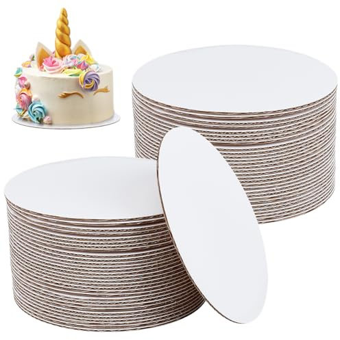 BENECREAT 60 Pcs White Cardboard Circles for Arts and Crafts, 128mm/5 Inch Round Corrugated Paper Mat for Coasters, Name Tags, Drawing, Decorating, 2.5mm Thick