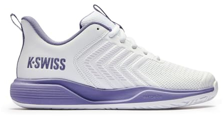 K-Swiss Women's Ultrashot Light Pickleball Tennis Shoe - Lightweight Court Shoes Lateral Movement Stable Support, White/Purple 8.5 M