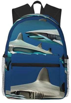 ZTPOWQA Sac à dos unisexe léger et décontracté avec motif requins marteaux pour gym, voyage, randonnée, trajets quotidiens en plein air
