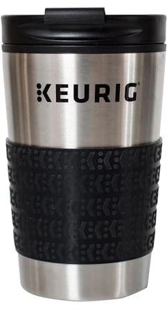 Keurig Stainless Steel Insulated Coffee Travel Mug, Fits Under Any Keurig K-Cup Pod Coffee Maker, 12 Oz, Stainless Steel