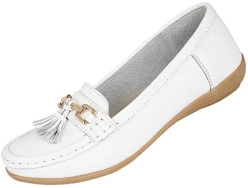 Ladies Jo & Joe LR Nautical Loafer Flatform Shoes White UK 6