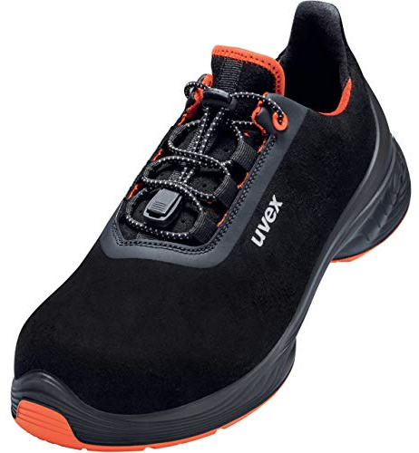 Uvex 1 G2 - Zapatos de seguridad S2 SRC ESD - Negro/Naranja - Ancho 14 / Extra Ancho, negro, naranja, 42 EU X-Ancho